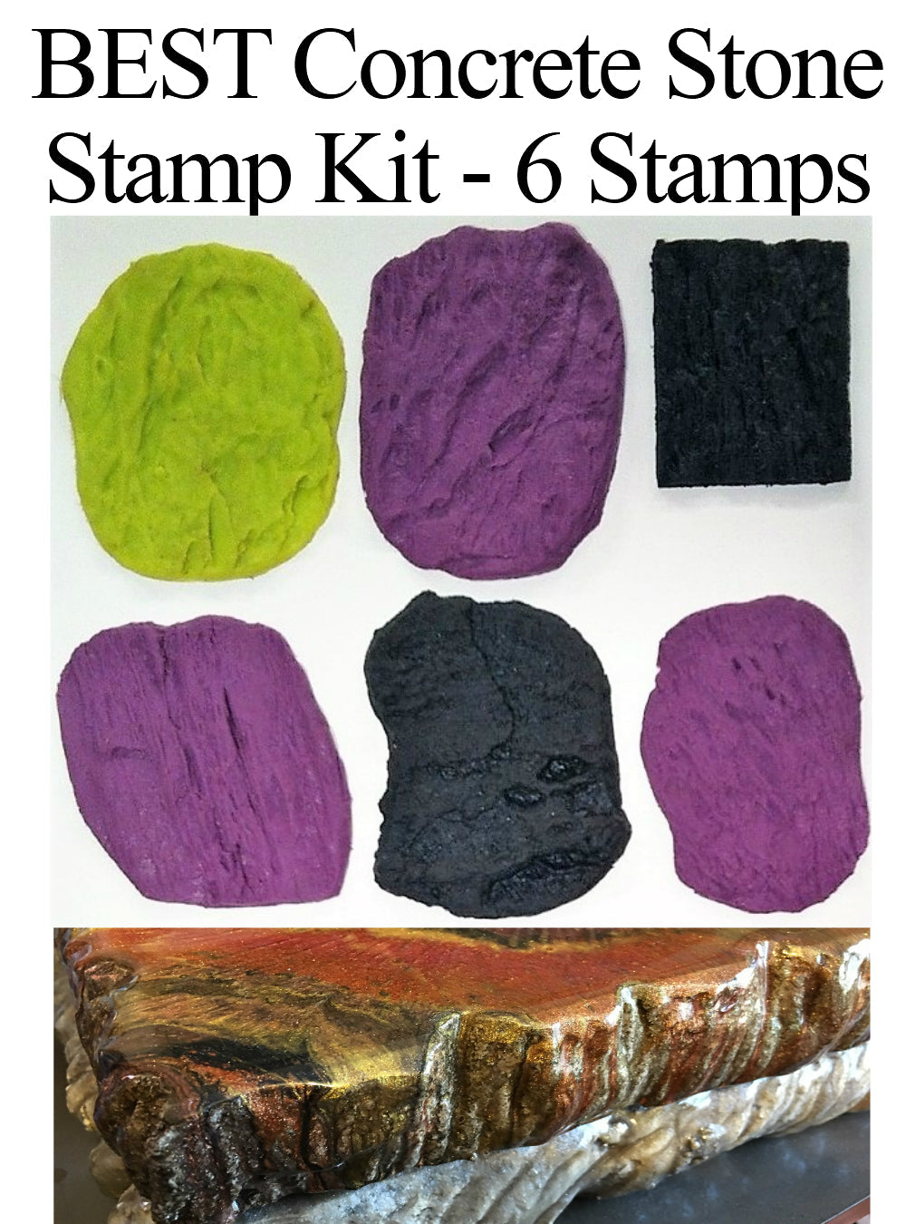 Best Concrete Stone Stamp Kit, 6 High-End Stone Texture Stamps In 1 Kit