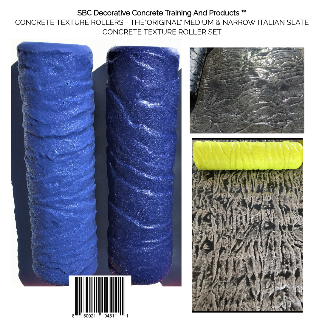 The "Original" Medium & Narrow Italian Slate Concrete Texture Roller Set