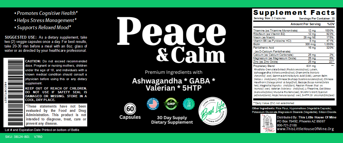 Peace and Calm - Anxiety Relief Supplement - 60 Capsules
