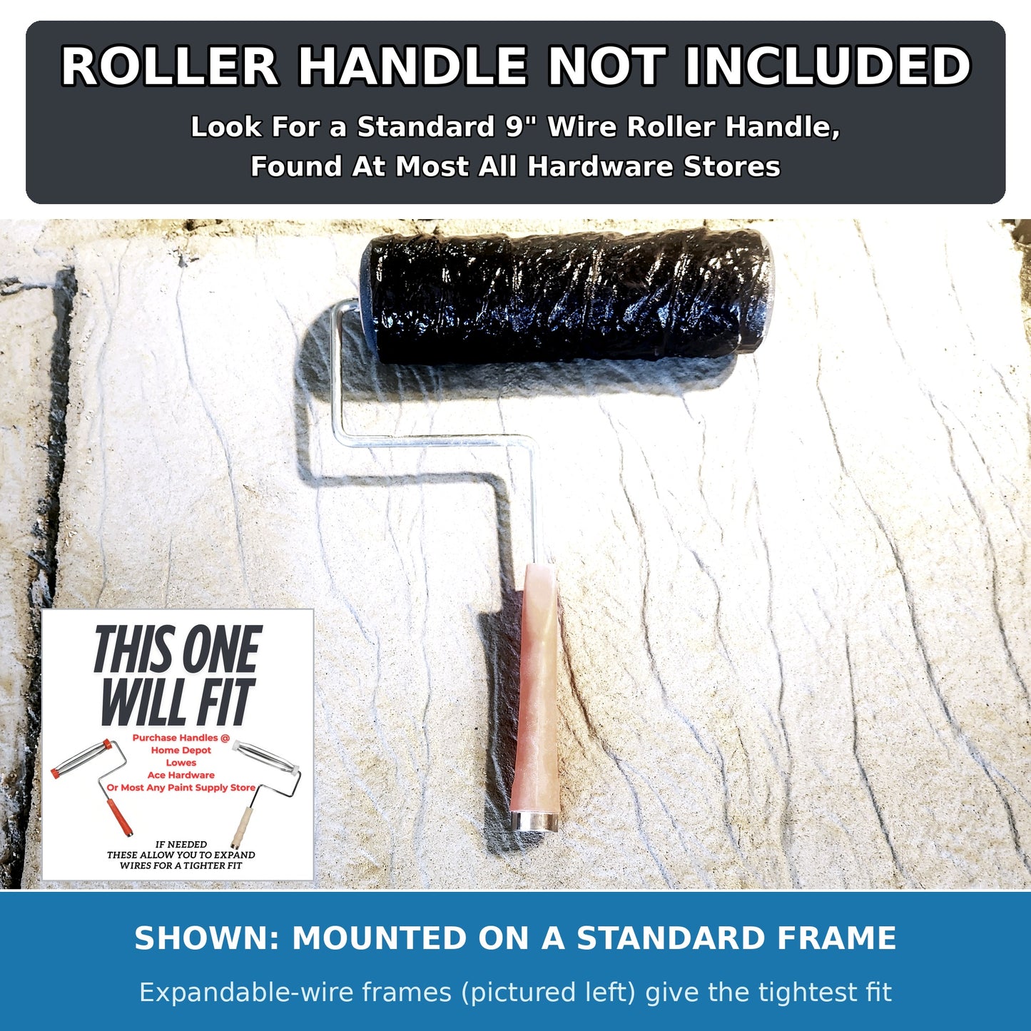 Best Italian Slate Stamp Roller, Concrete Stamping Texture Roller & Masonry Form. This 9",1/8" x 2,3/4", Slate Concrete Roller, Offers Beautiful Designs for Driveways, Patios, Walls, Walkways, & More
