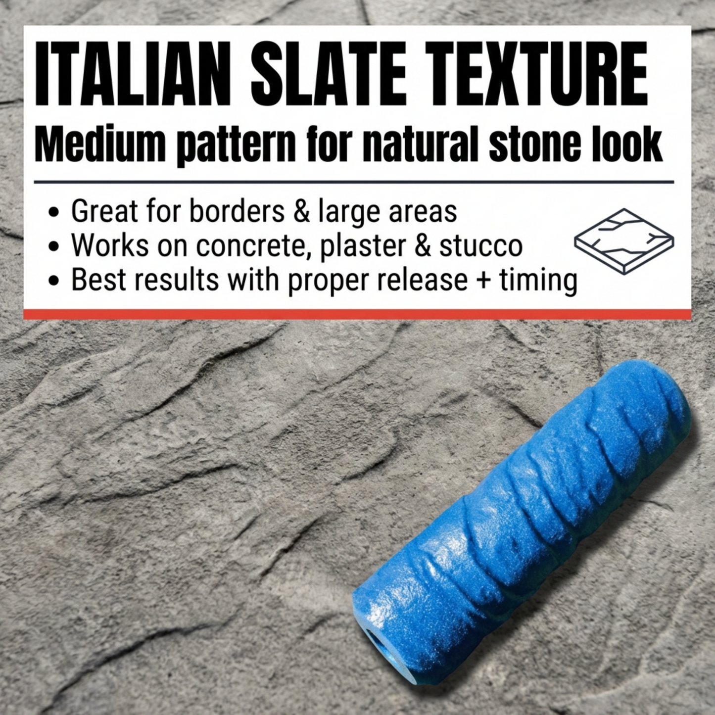 Concrete Texture Rollers - The "Original" Medium Italian Slate Concrete Texture Roller