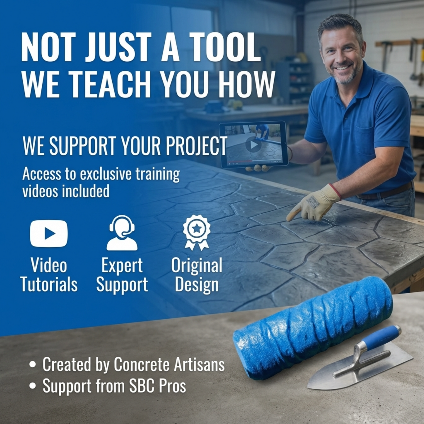 Concrete Texture Rollers - The "Original" Medium Italian Slate Concrete Texture Roller