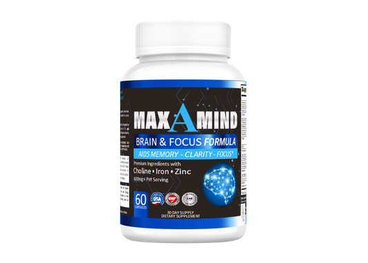 MaxAMind Brain Focus Formula - Premium Nootropic Brain Supplement, for Men & Women - Caffeine-Free Focus Formula Capsules for Concentration, Memory Support, Improve Mental Clarity and Alertness