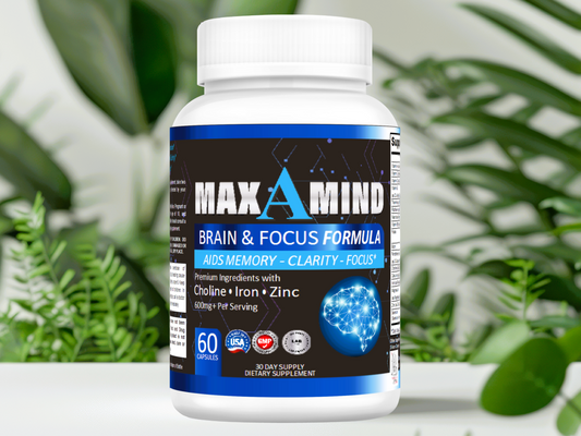 MaxAMind Brain Focus Formula - Premium Nootropic Brain Supplement, for Men & Women - Caffeine-Free Focus Formula Capsules for Concentration, Memory Support, Improve Mental Clarity and Alertness