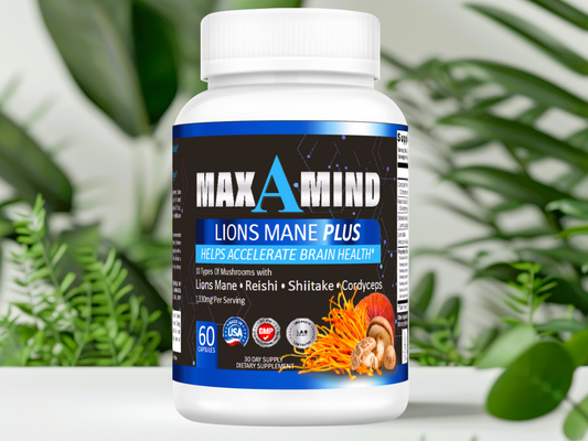 MaxAMind Lion's Mane Mushroom Supplement + Reishi Extract, Shiitake Extract Mushrooms, A Perfect Proprietary Blend