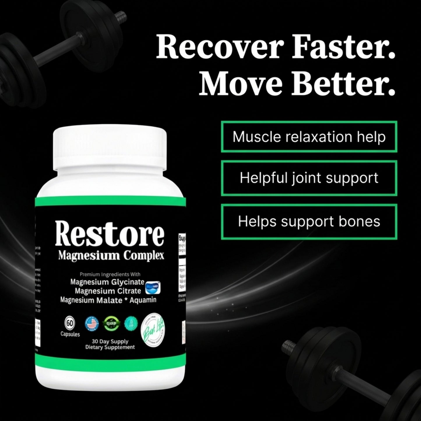 RESTORE Magnesium Complex, Glycinate, Citrate, Malate With Aquamin