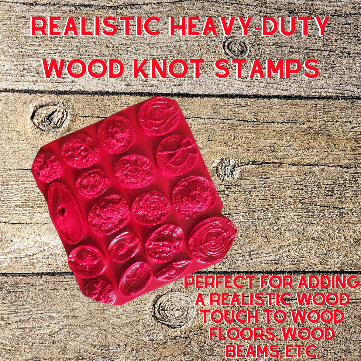 Best Board Knot Concrete Stamping Forms, 18 Piece Concrete Stamp Set for Creating Realistic Wood Knot Designs In Wood Plank Floors